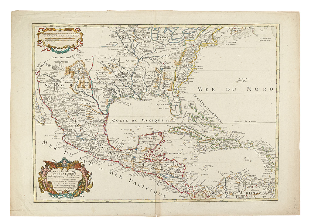 DELISLE, GUILLAUME. Carte du Mexique et de la Floride des Terres Angloises et des Isles Antilles.